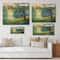 Designart - Summer Forest With River and Waterfall - Traditional Print on Natural Pine Wood